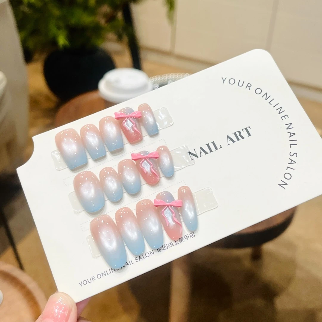 设计师专款【粉蓝物语】JD1968-纯手工穿戴甲（送工具包）