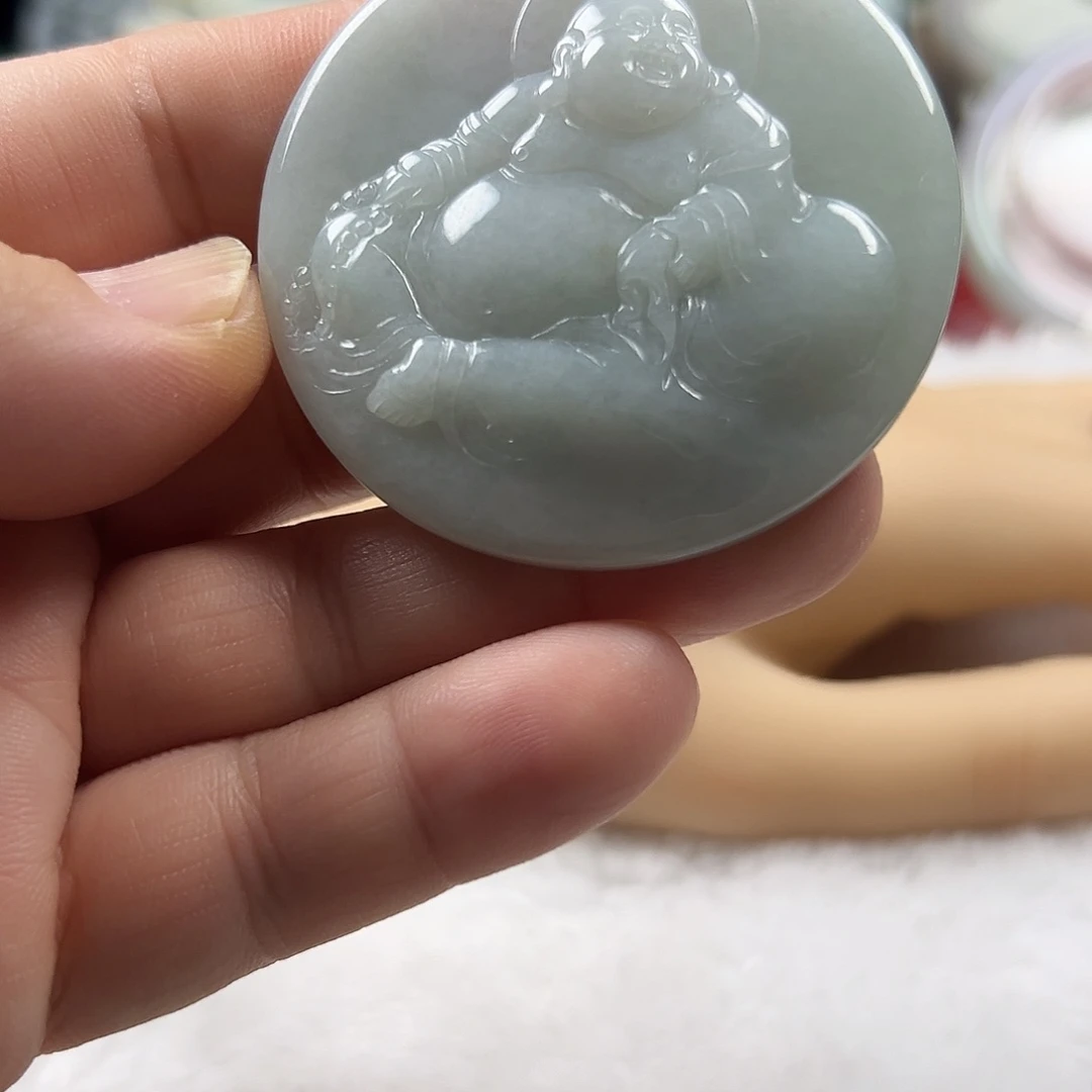 颈饰未镶嵌翡翠缅甸天然翡翠弥勒佛