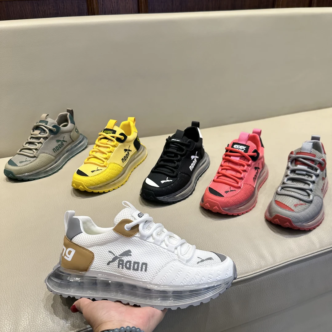 男士时尚百搭运动纯色透气厚底网面休闲鞋