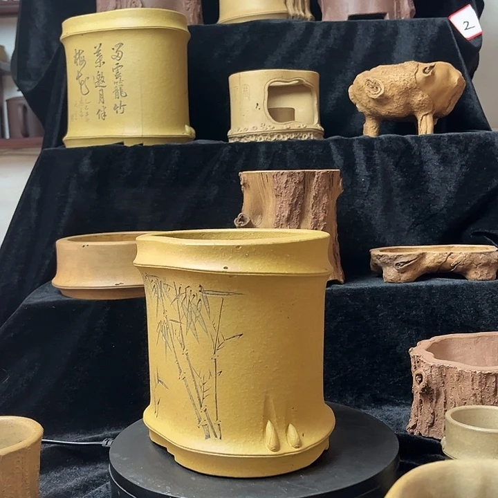 泥塑全手工制作花盆笔袋