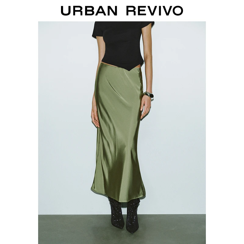 UR2025秋季新款女装摩登都市气质通勤长款鱼尾半裙UWM550018