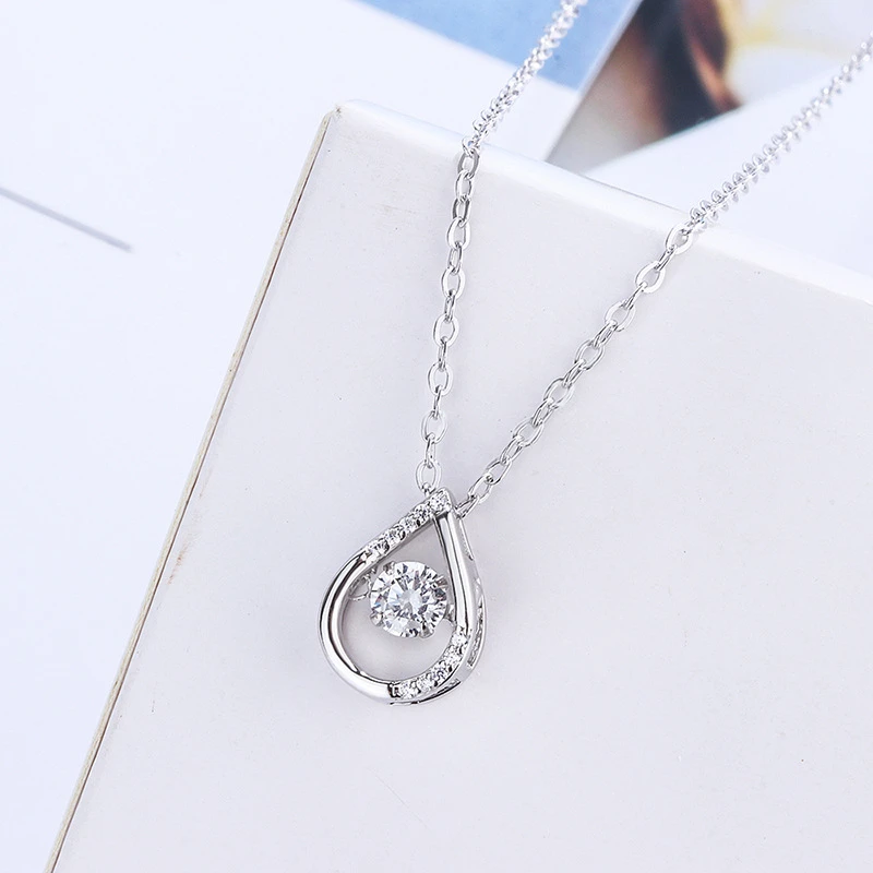 吊坠925银玻璃韩版999创意水滴项链女 万圣节跳动的心吊坠ins冷淡