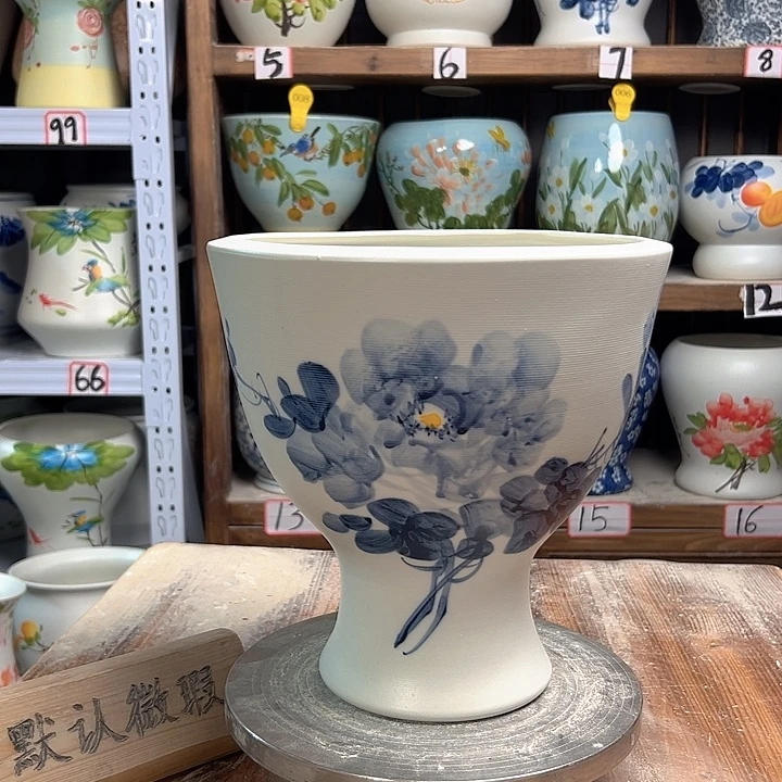 陶斗笠兰兰牡丹陶瓷