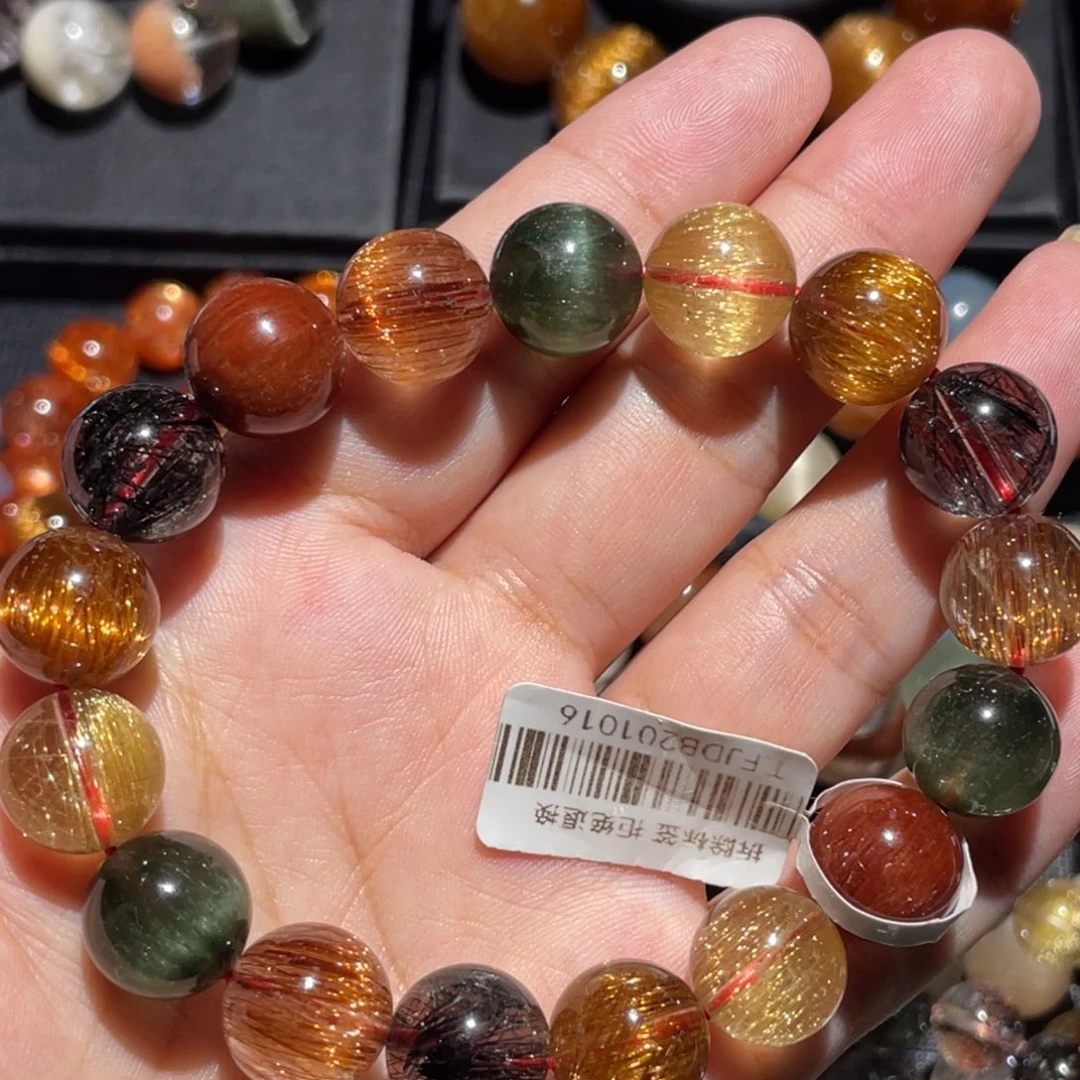 水晶手链未镶嵌发晶多宝12mm左右