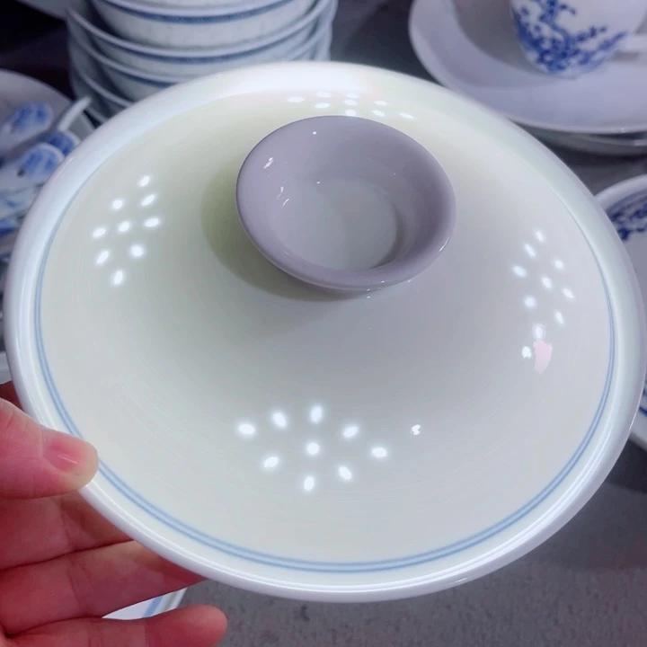 青花玲珑7寸和和气纯白