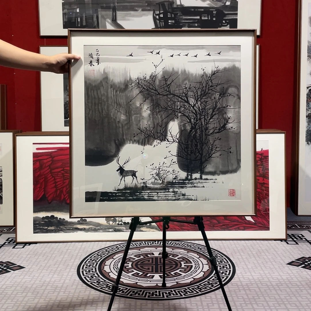 国画手绘作品带框