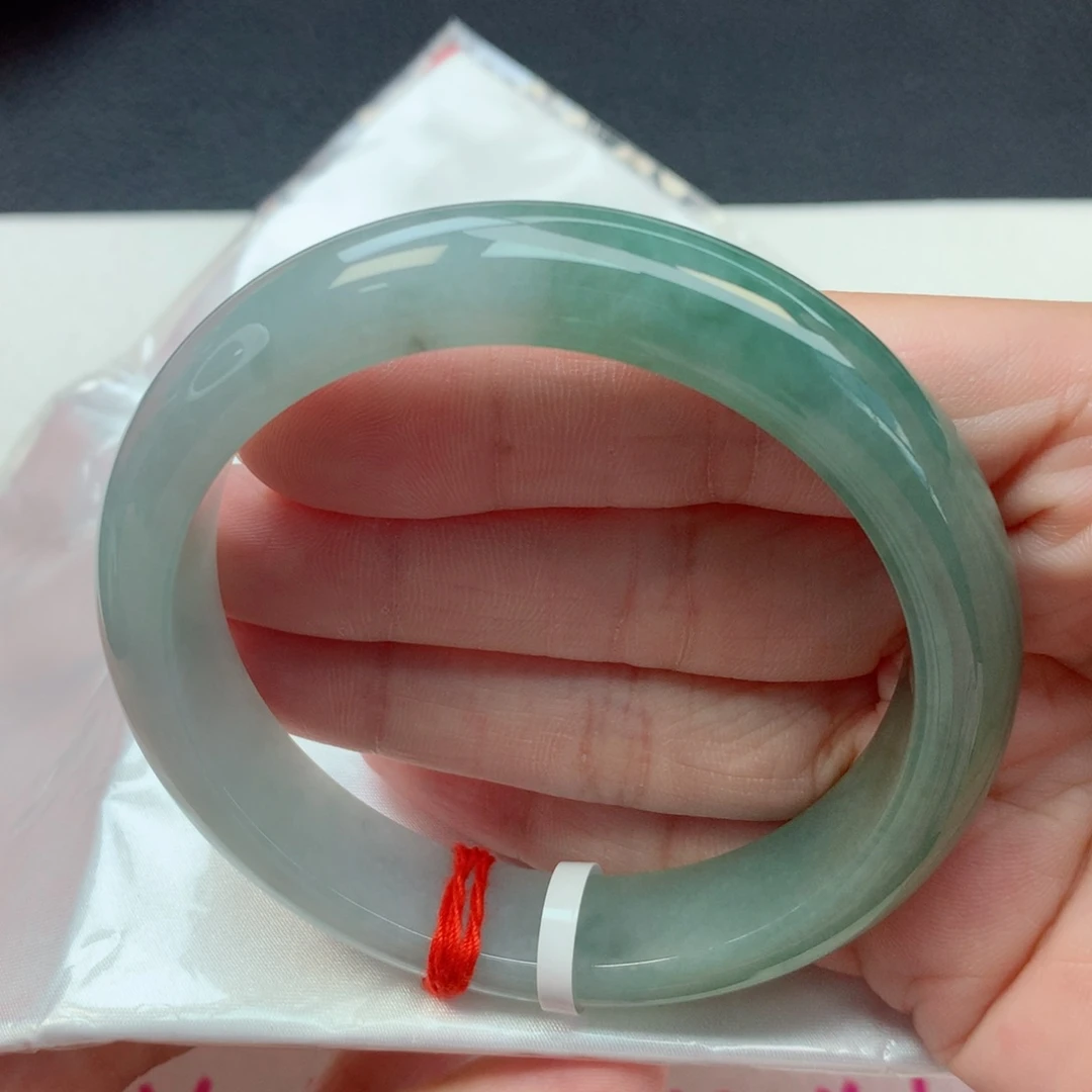 未镶嵌手镯翡翠59.2圈油青底半山水意境