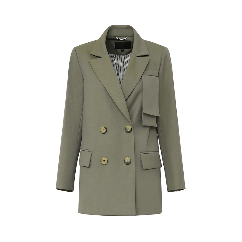 【诗语】莱芙艾迪儿廓形与设计碰撞复古中长款外套H2W1W68087