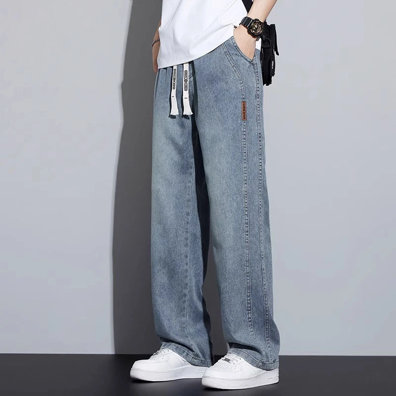 天丝牛仔裤男士夏季薄款宽松直筒2025新款美式潮牌复古休闲长裤子