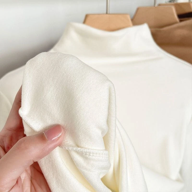 磨毛半高领修身长袖t恤男打底衫早春秋冬季双面德绒上衣