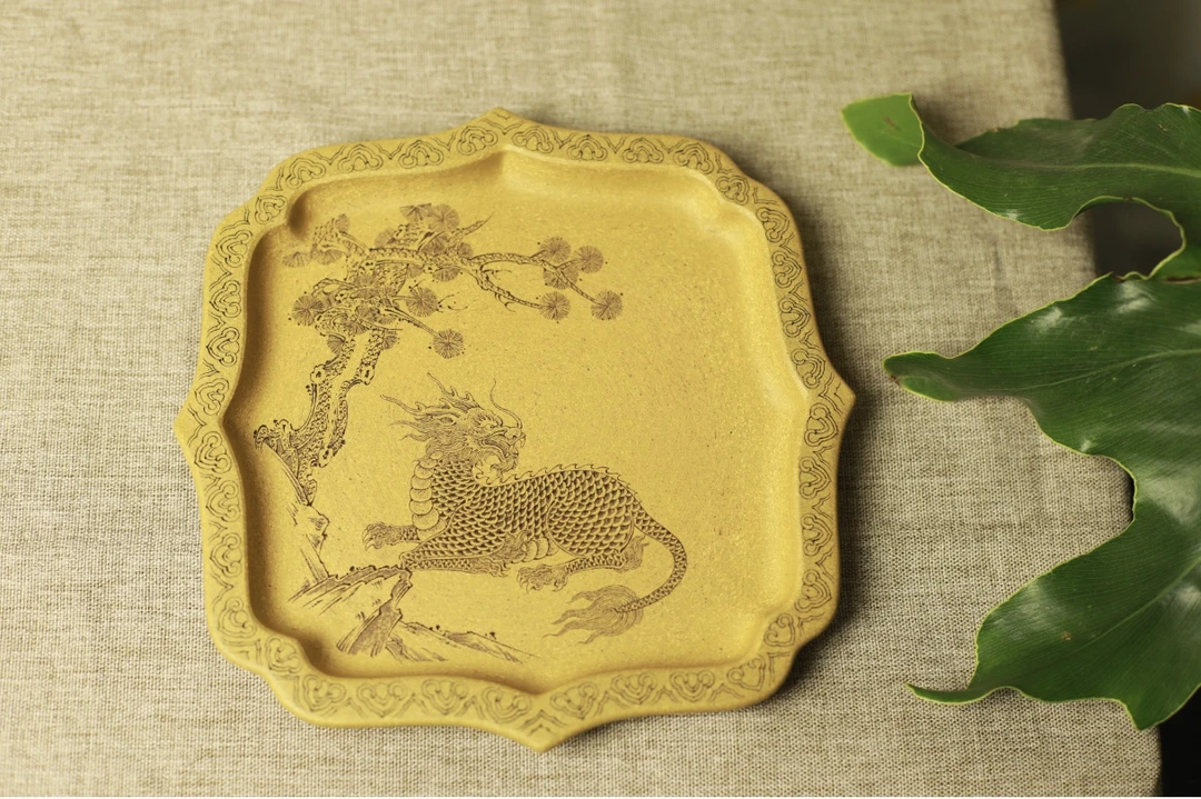 【乾一堂】四方抽脚如意干泡.壶承（18cm）