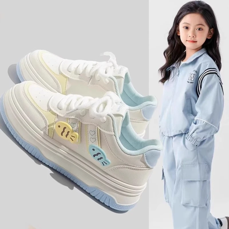 女童运动鞋2025新款春季儿童休闲鞋中大童百搭小白鞋女孩老爹童鞋