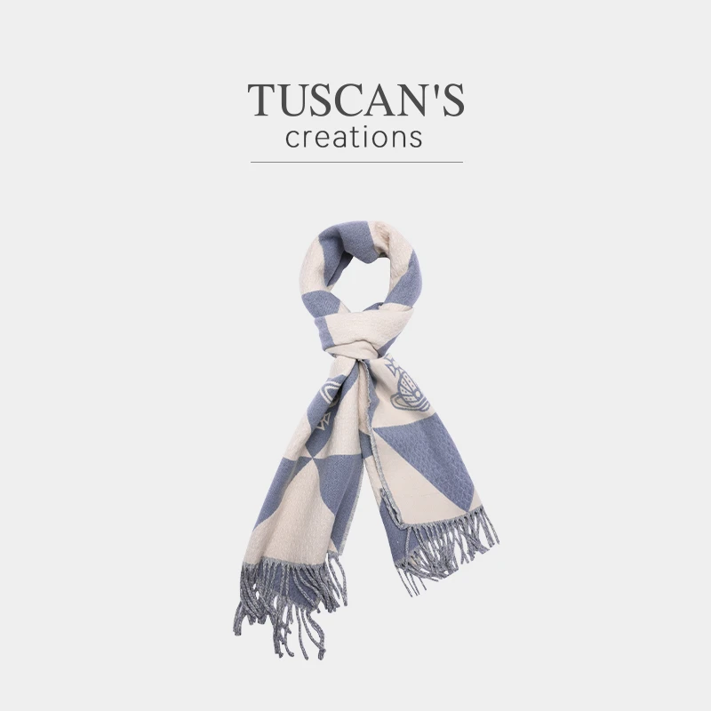 TUSCAN'S CREATIONS休闲风男女通用格子女保暖薄款围巾时代双鱼
