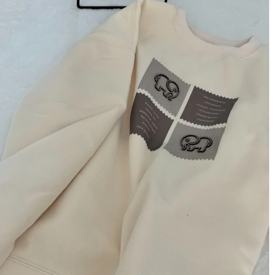 扣号专拍 纯棉加绒加厚印花刺绣时尚休闲减龄卫衣