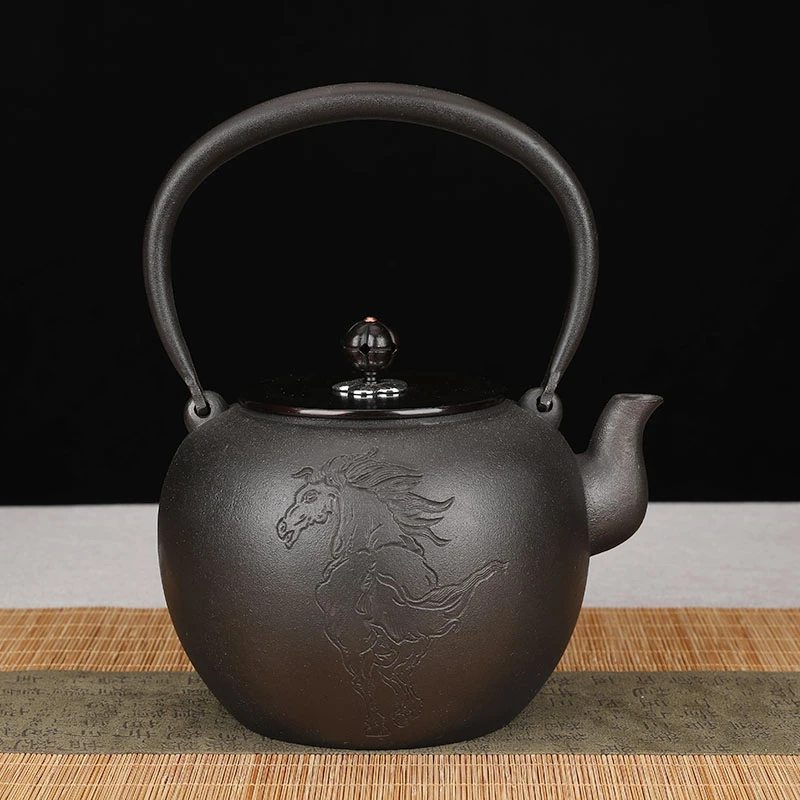 生肖马烧色1200毫升砂铁壶纯手工烧水泡茶专用失蜡法