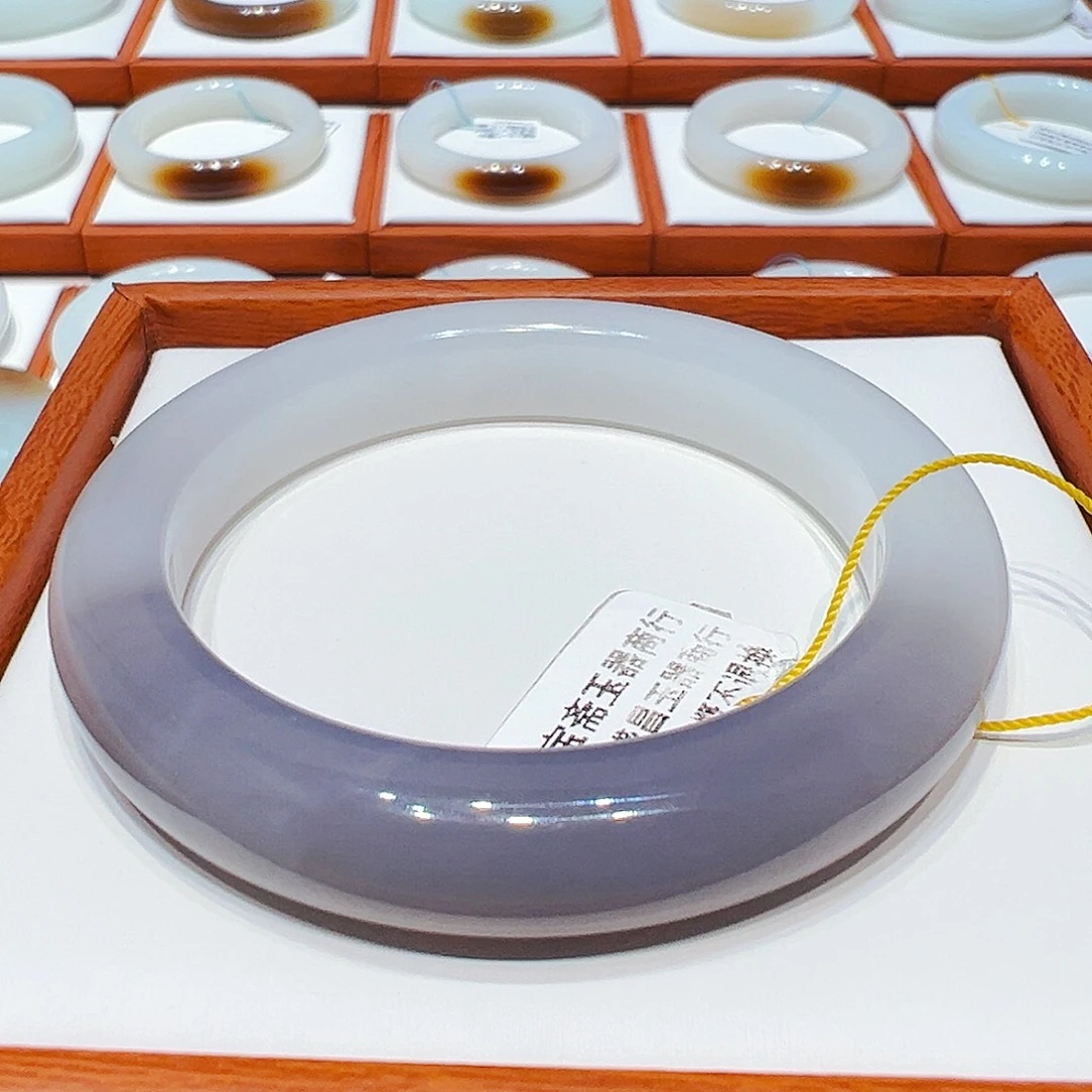 和田玉未镶嵌手镯白冰烟紫半山水