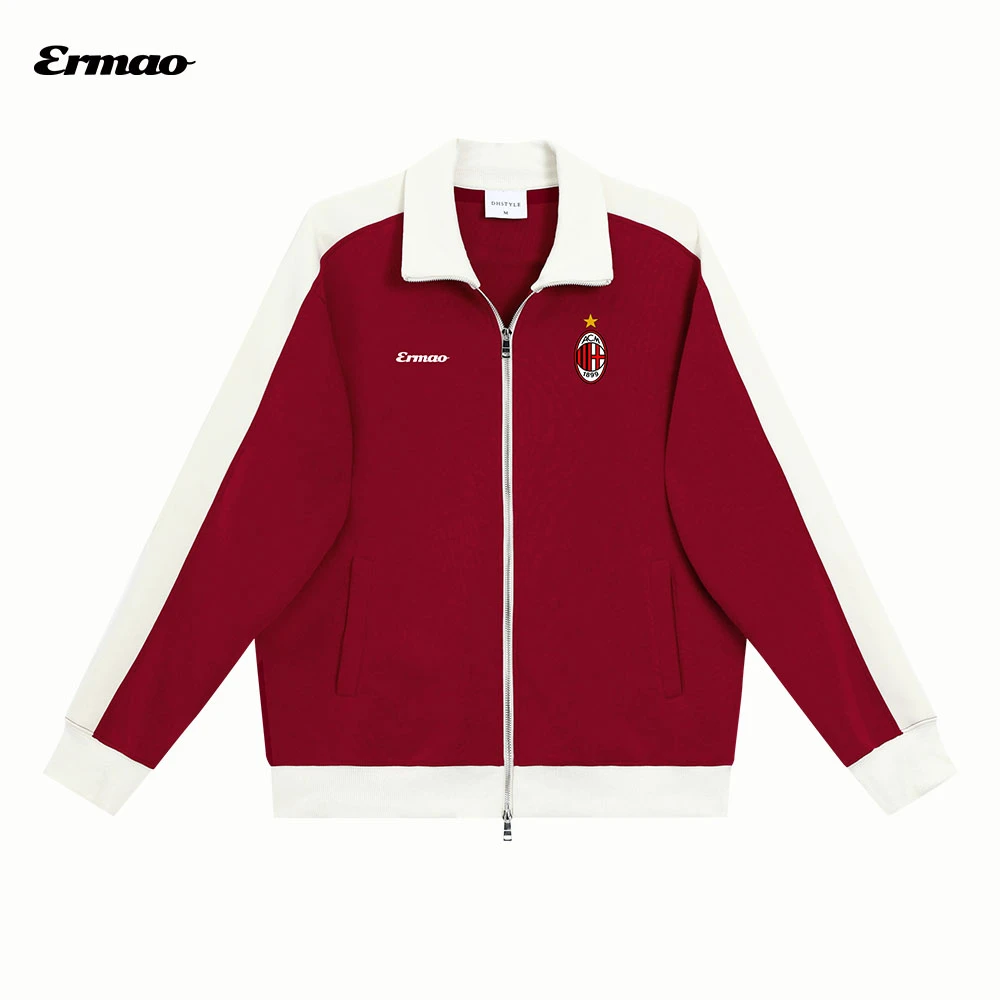 ERMAO-AC米兰意甲基础款足球拉链夹克卫衣男女重磅厚款长袖秋冬