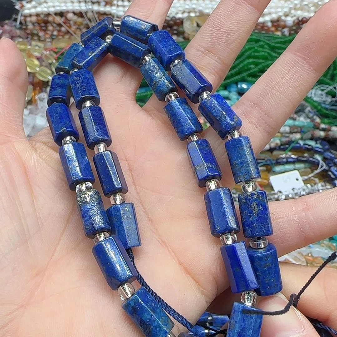 玛瑙/玉髓珠宝半成品合金老青金桶珠7mm一条