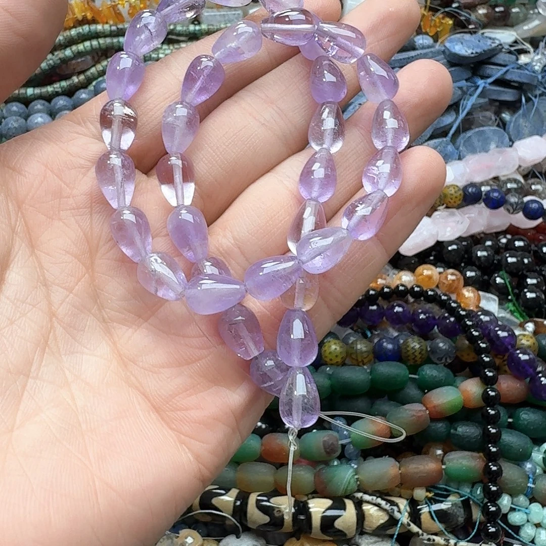 玛瑙/玉髓合金珠宝半成品一条8x11m紫水晶水滴