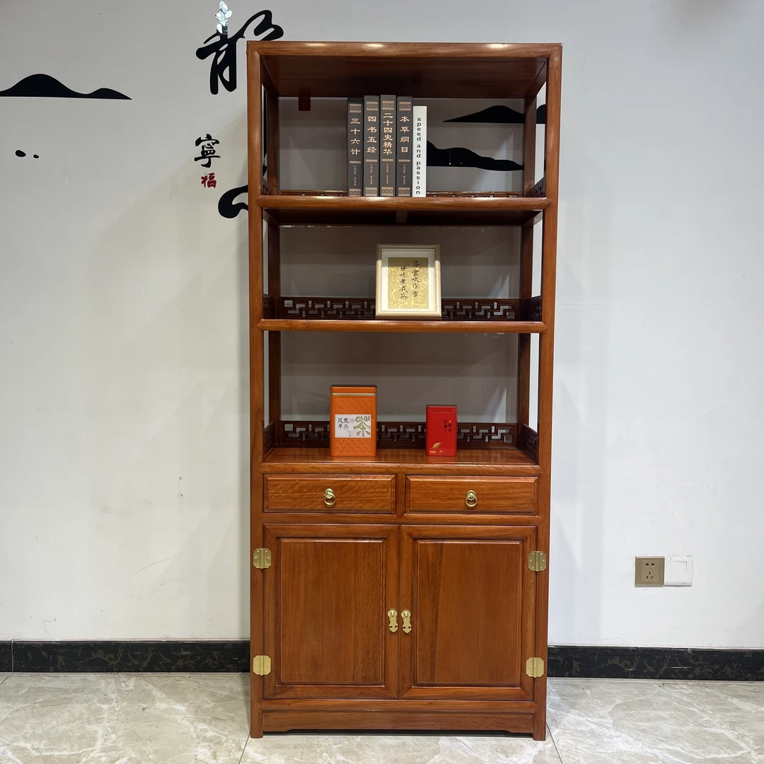 老挝花梨木78书架中式红木茶水架置物柜实木书柜尺寸78-36-178
