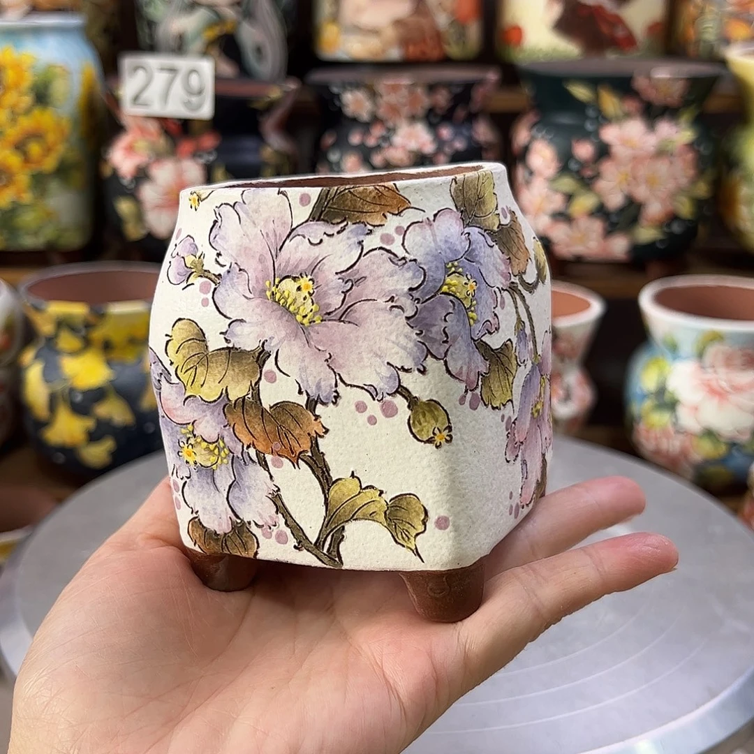 景德镇炫彩手绘口6高9.5