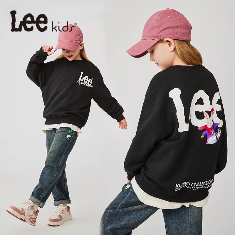 Leekids儿童圆领卫衣春秋长袖时尚休闲春季宽松印花LK4X1FUT0183