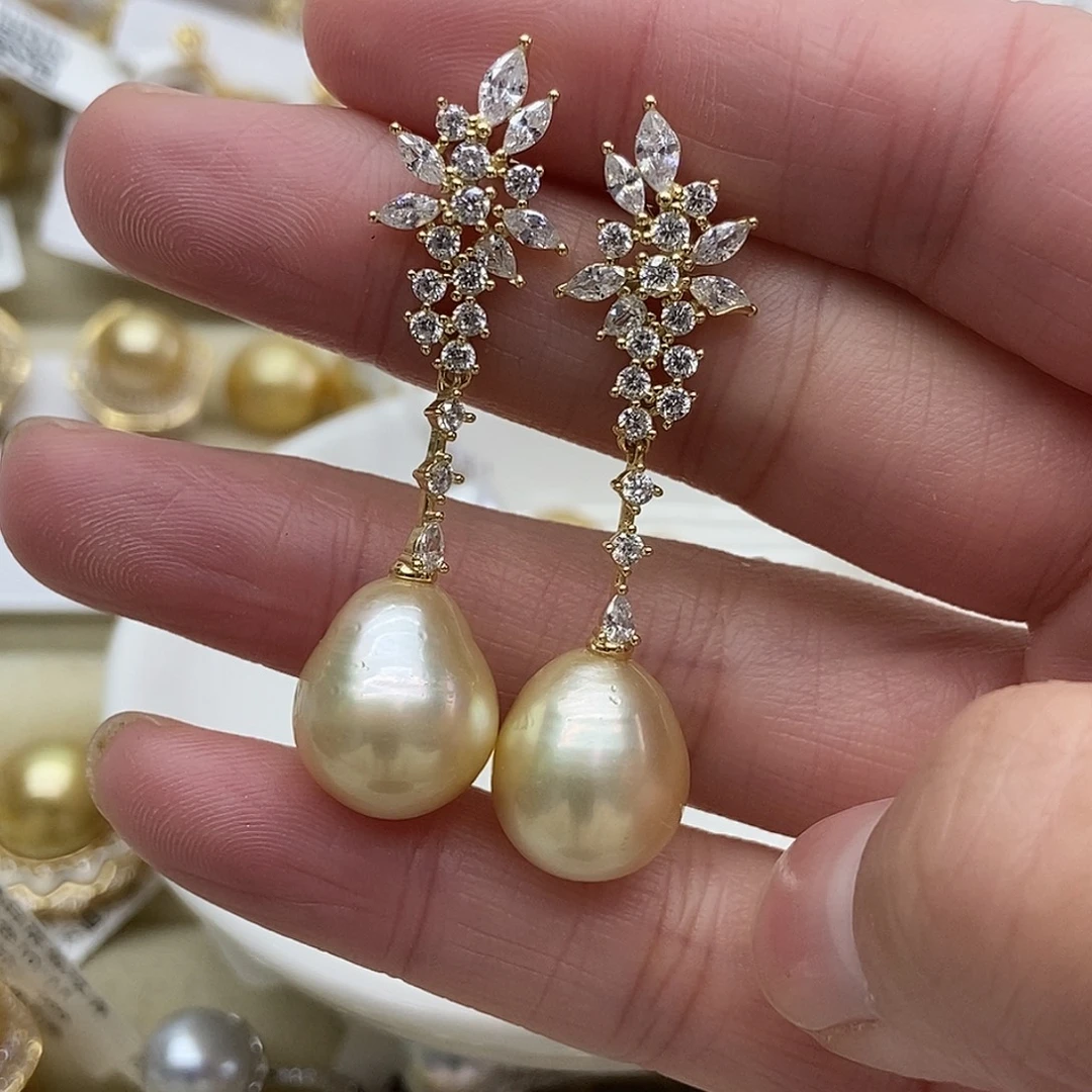 耳饰银S925镶嵌海水珍珠