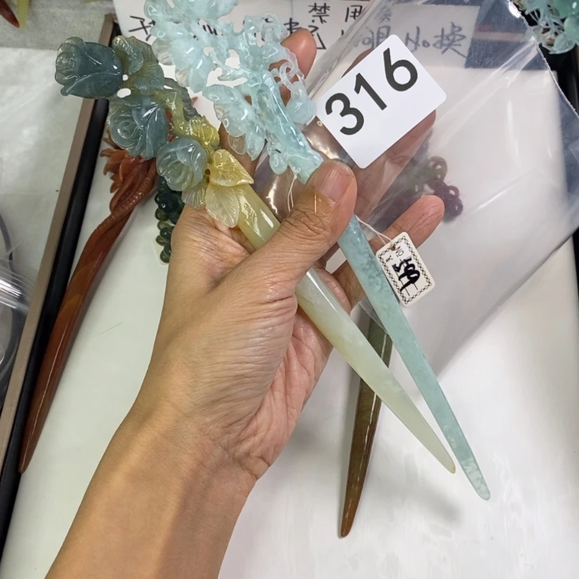 【闪购商品】岫玉发饰未镶嵌延