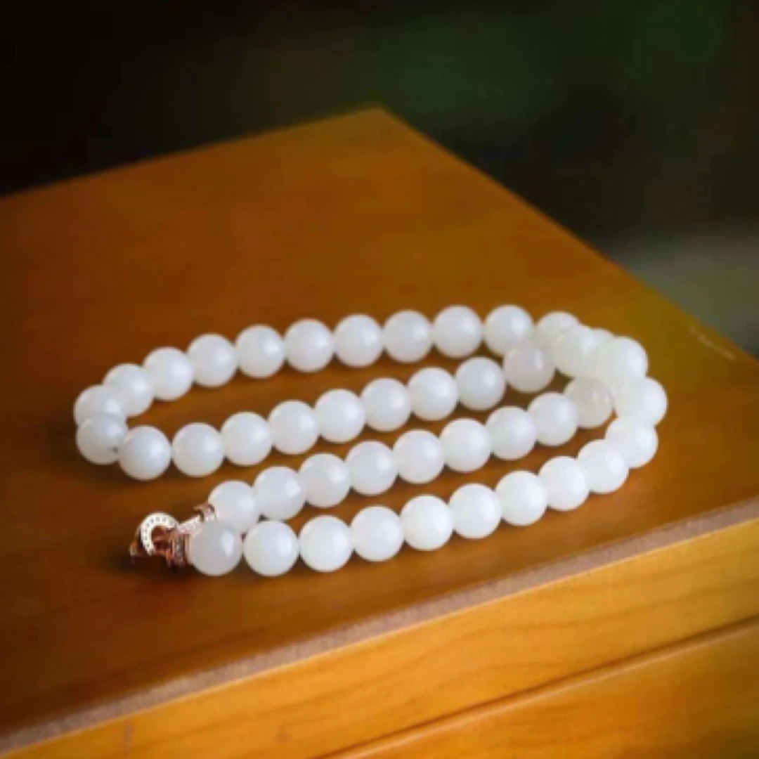 【羊脂@项链】•唯美 规格10mm 重71g 和田玉 羊脂玉HTY46