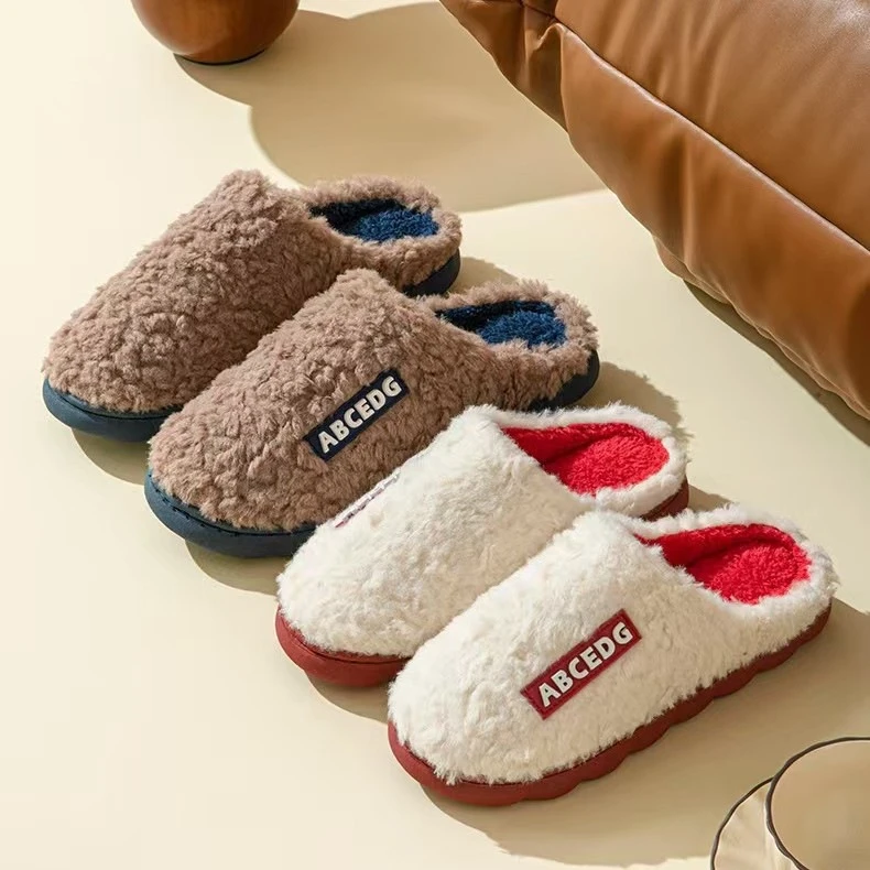 2025秋冬新款卡通棉拖鞋女厚底毛毛拖男情侣居家防滑保暖室内家用