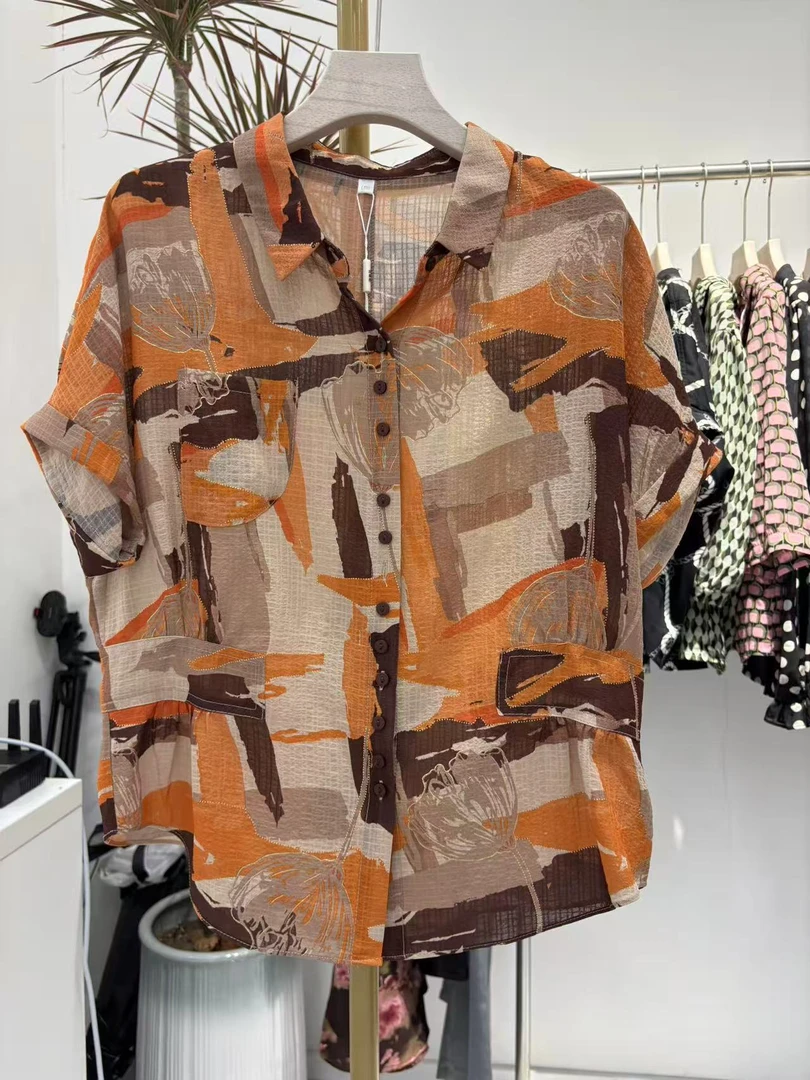 2025春夏洋气时尚气质减龄修身显瘦百搭雪纺小衫8069