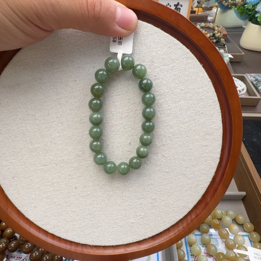 和田玉未镶嵌手链卡10粉青，6
