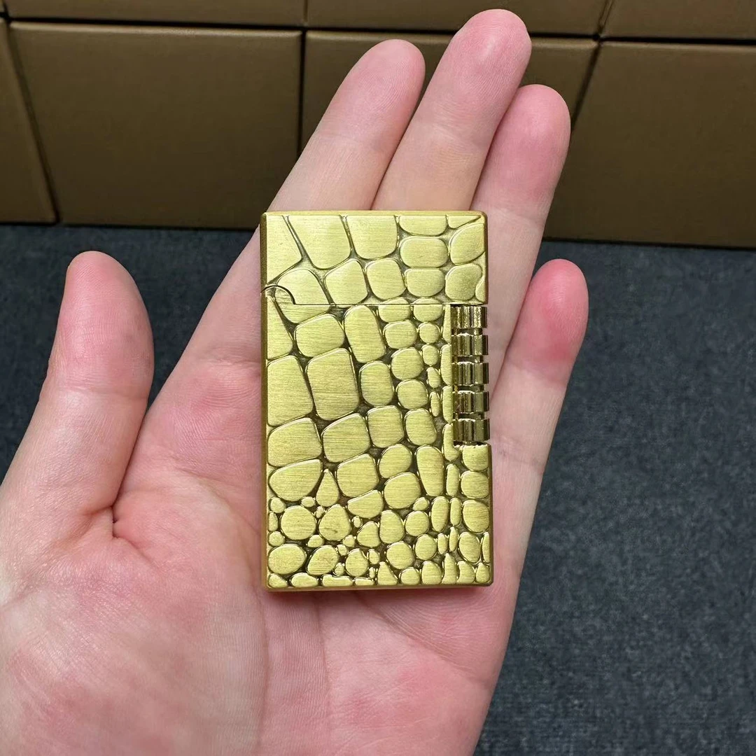金色鳄鱼皮纹立体浮雕朗声侧打充气打火机