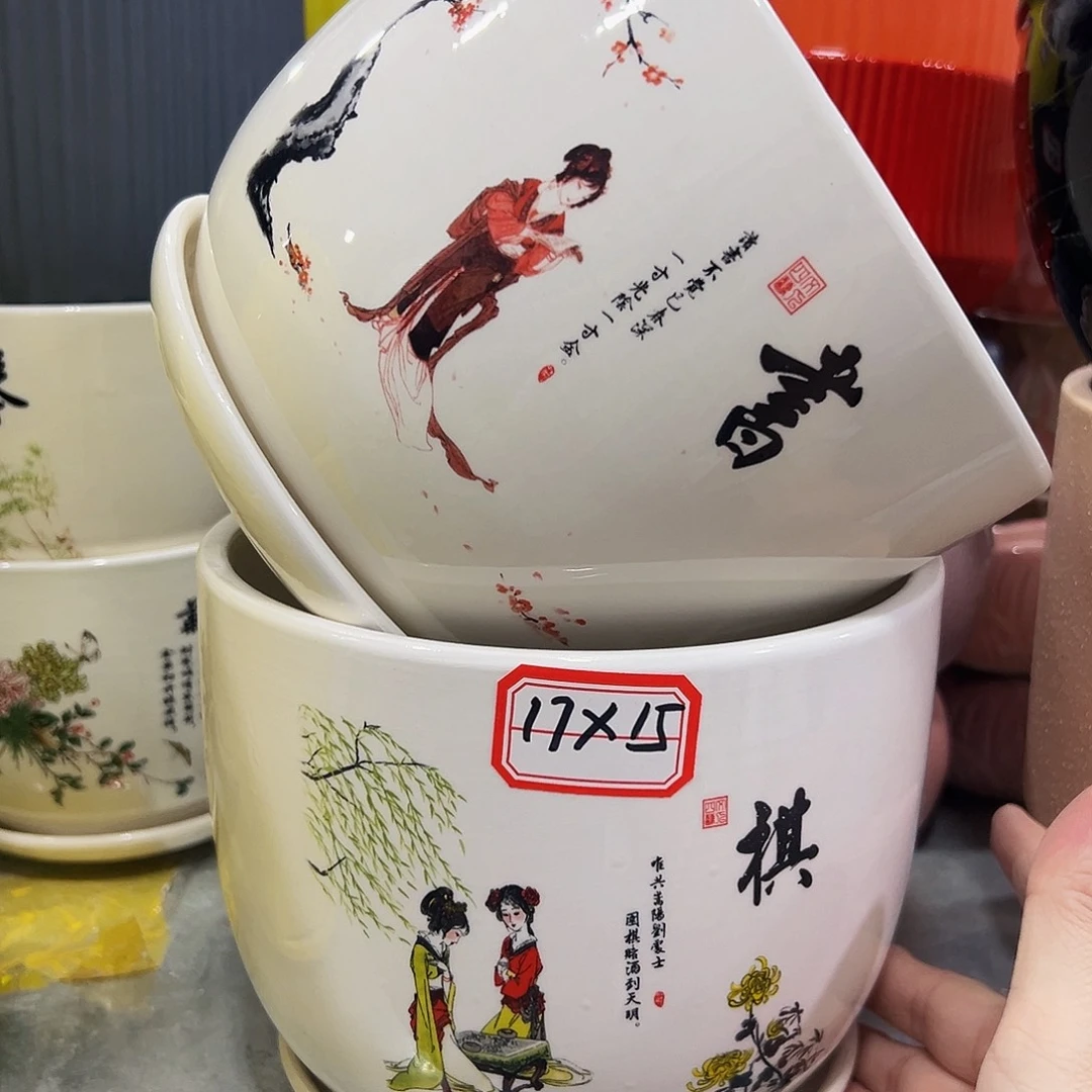 外贸尾单陶瓷花盆凑10米包邮