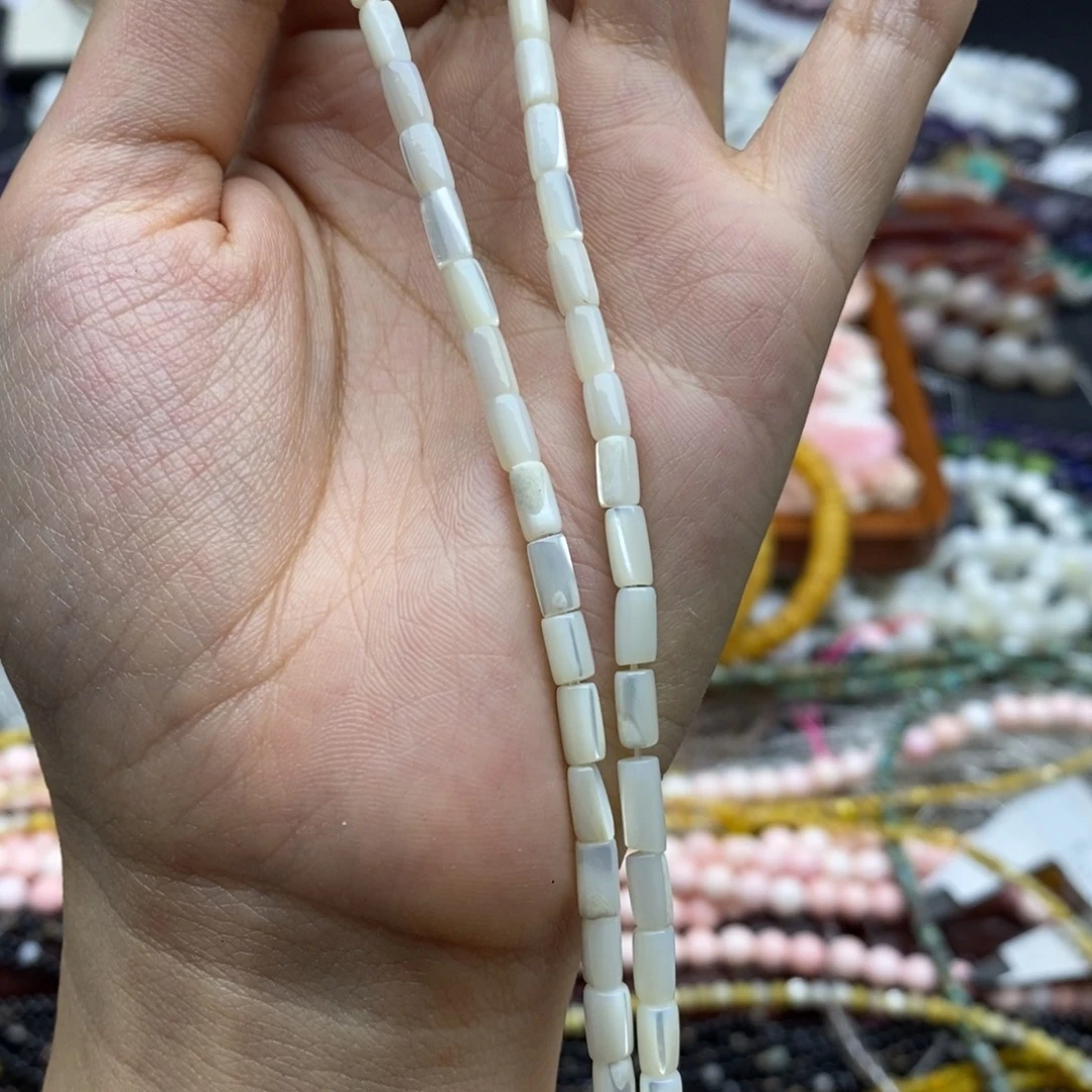 未镶嵌玛瑙/玉髓珠宝半成品一条天然3.5×6.5白蝶贝细管