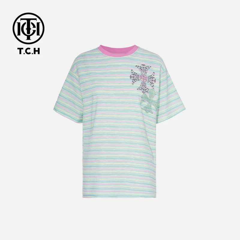 TCH私服烫钻工艺时尚休闲百搭舒适气质T恤女T75B10E5059轻奢tch