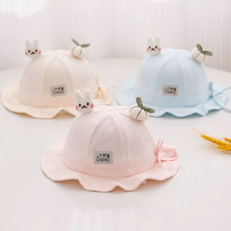婴儿帽子春秋薄款宝宝男女可爱渔夫帽新生儿春季遮阳帽婴幼儿盆帽