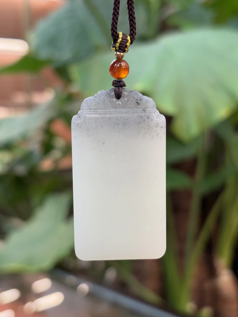 YX2004和田玉无事牌吊坠约54*29.2*8