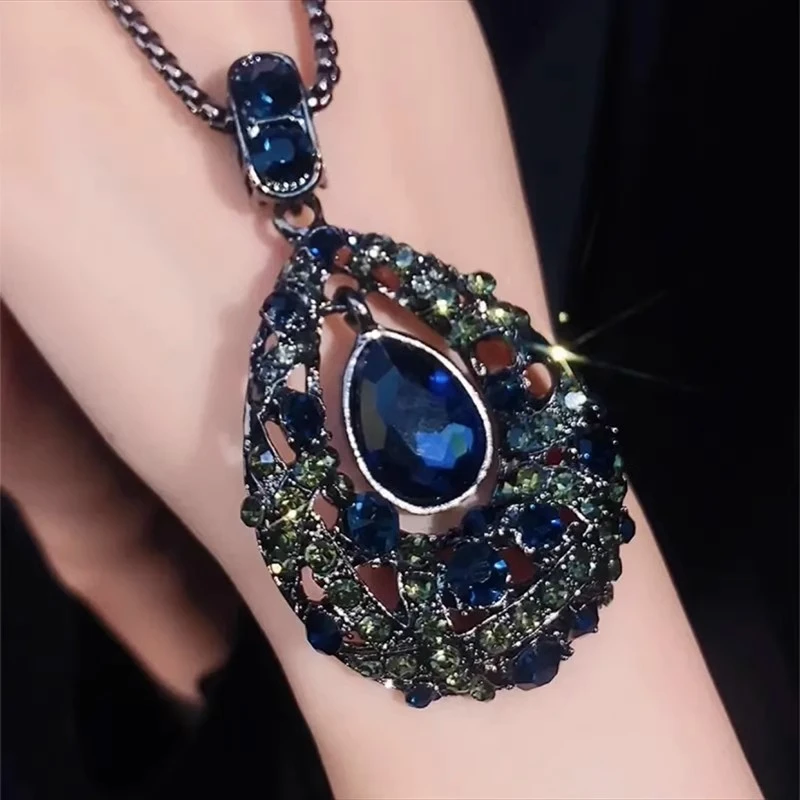 铜合金亚克力项链 铜合金复古水滴之恋项链[c-2163]