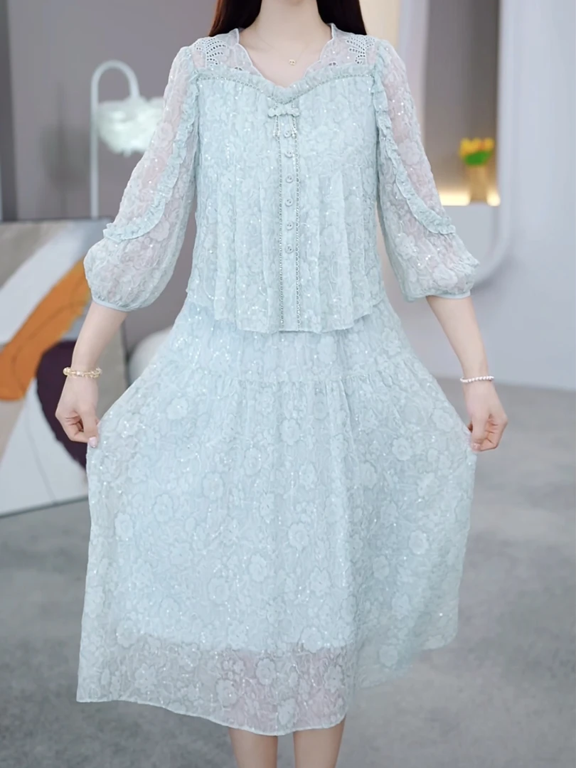 [依铭服饰] KK480#春季 新款 减龄 收腰 显瘦  连衣裙