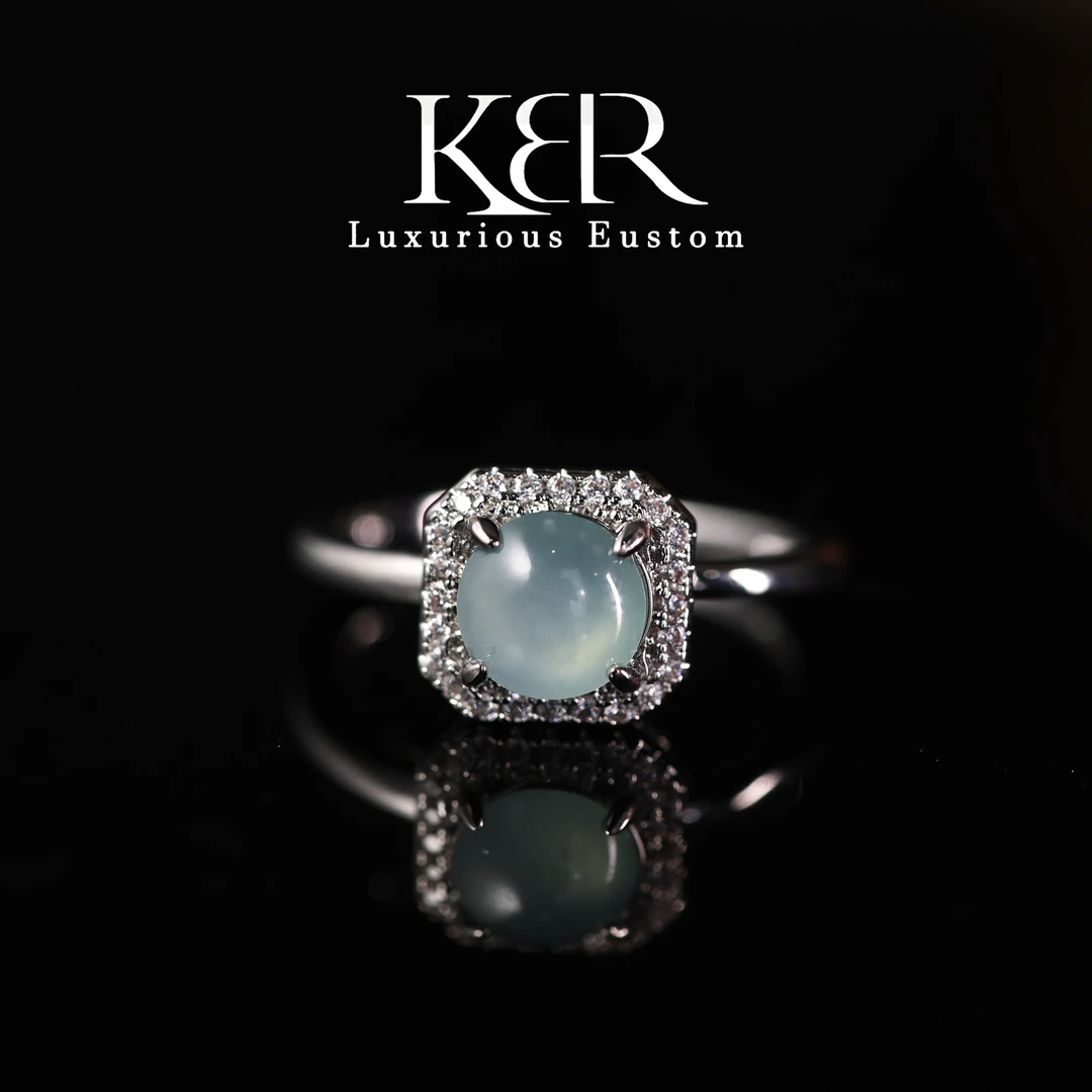 高定设计款天然A货翡翠高冰钢弹戒指大气百搭KBR0326012