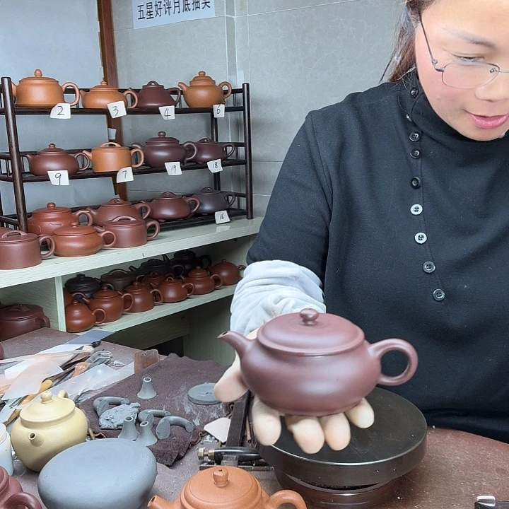 花***°茶壶紫砂紫泥明炉170cc半手