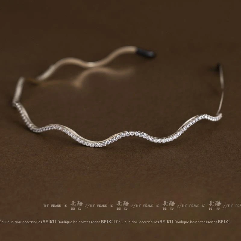 做无名小花~波浪满钻发箍~简约百搭发夹覆古细边发饰外出发箍