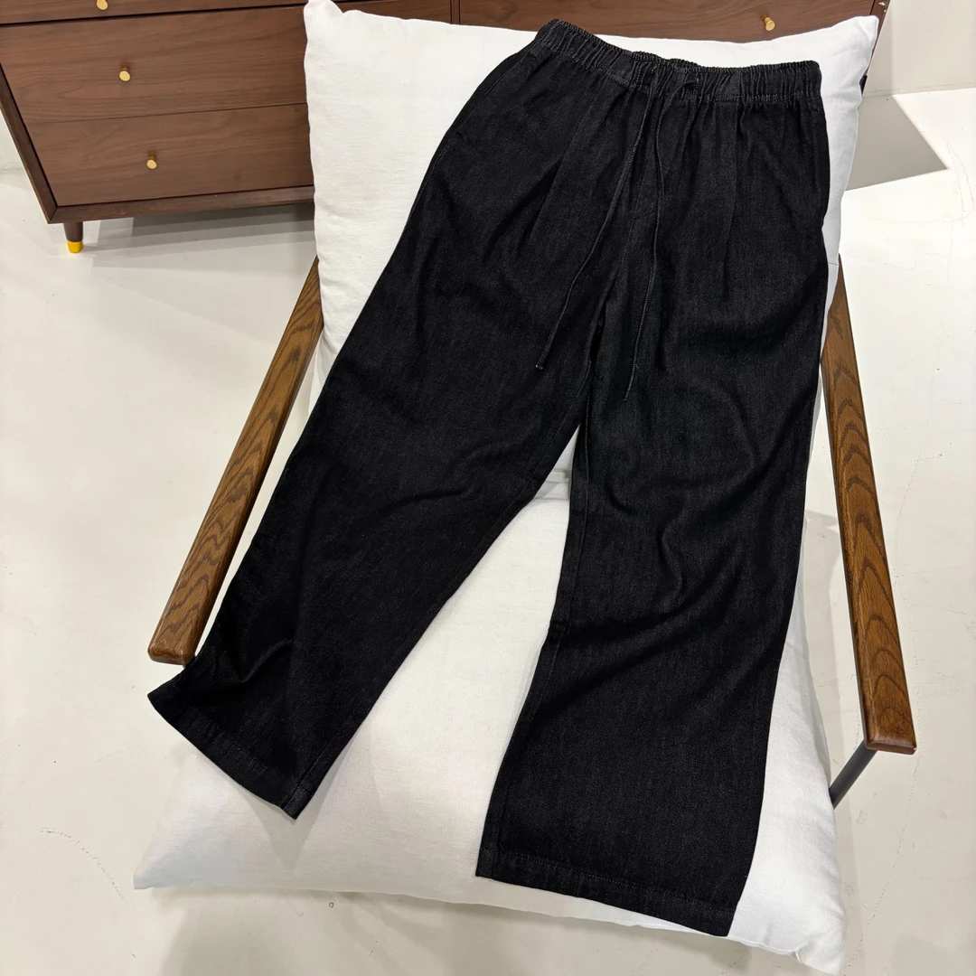 【塔鹿蕾】25年新款简约百搭通勤松紧腰带抽绳慵懒感阔腿裤3207