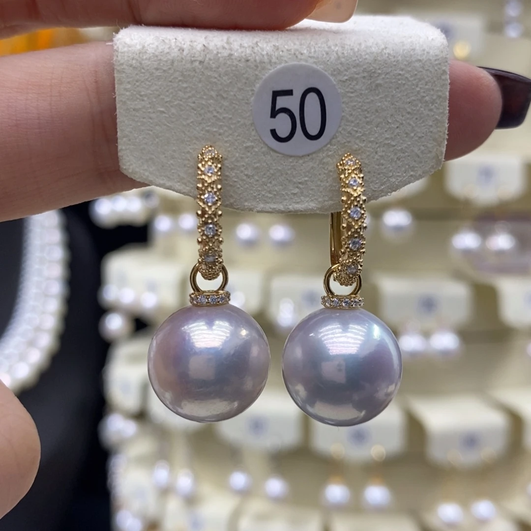 淡水珍珠银S925镶嵌耳饰