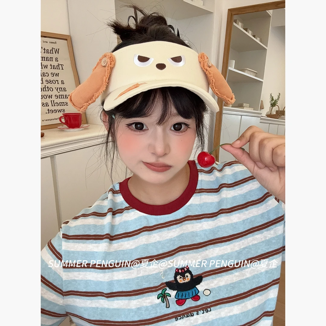 夏企联名可露丝原创动耳系列破洞小狗棒球帽可爱显脸小遮阳防晒帽