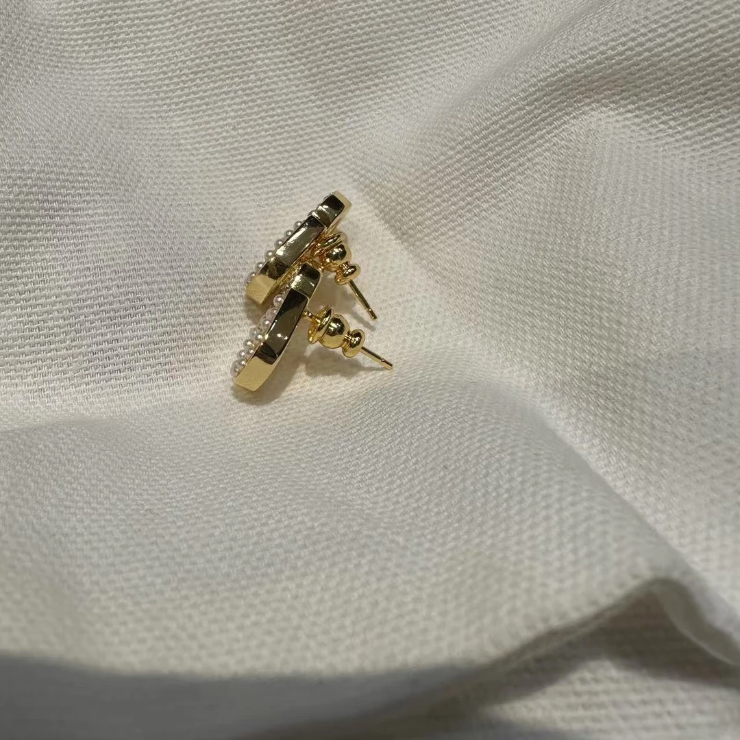 铜合金仿珍珠耳饰 黑色ASA. J I E 休闲简约百搭耳环ZLES01