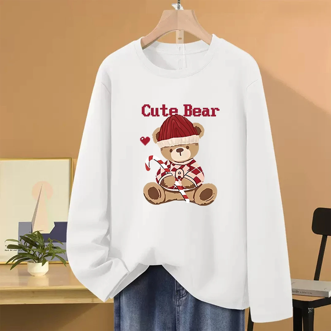 美式复古长袖t恤女秋冬季2025新款宽松大码胖mm圆领打底衫上衣服