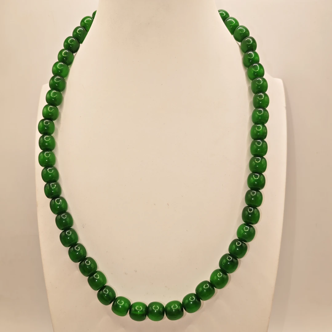 3号C44西西绿色10mm桶珠项链