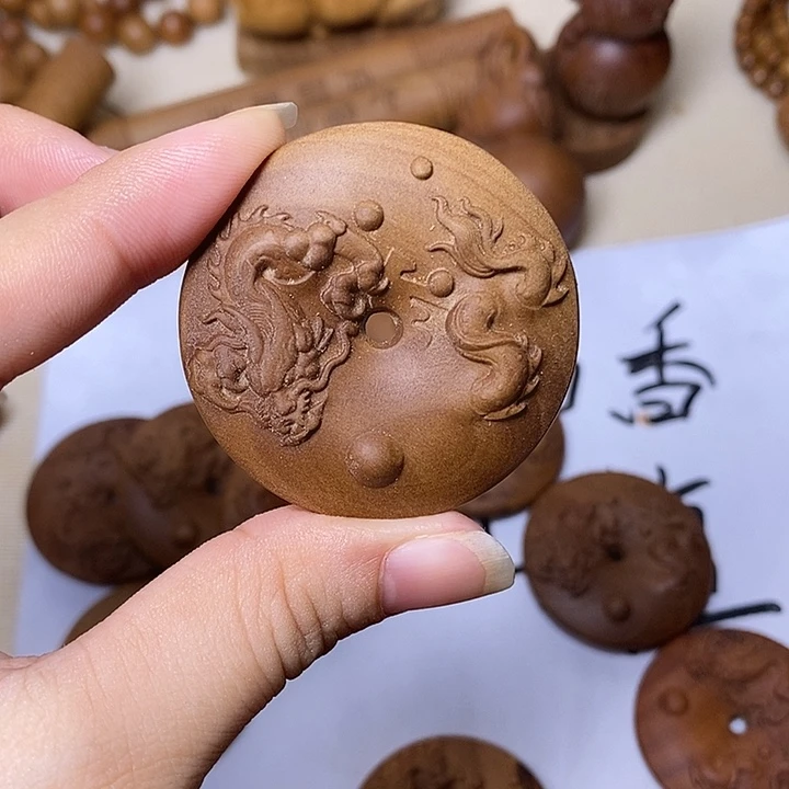 手串/手链檀香木老山檀香黑肉树心老料盘龙吊坠